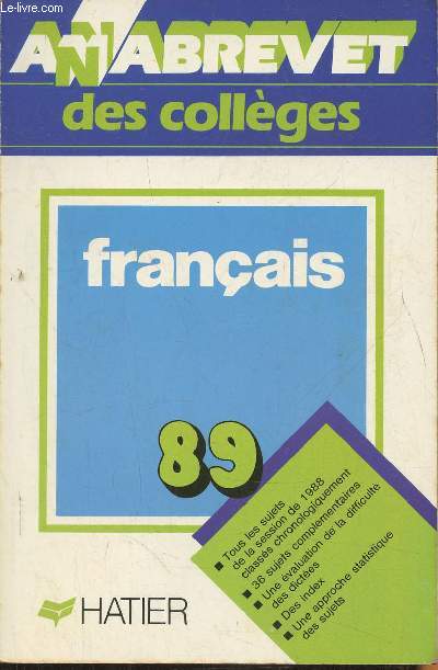 Brevet des collges Franais- Anabrevet 1989