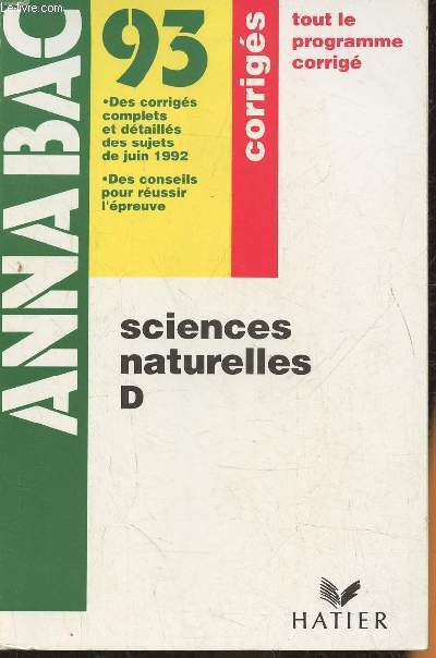 Annabac 93 - Sciences naturelles D- Corrigs