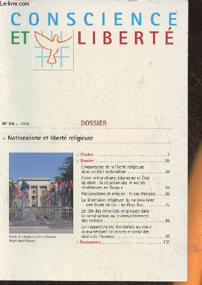 Conscience et libert n69- 2008-Sommaire; Nationalisme et libert religieuse- La reprsentation de la lacit comme 