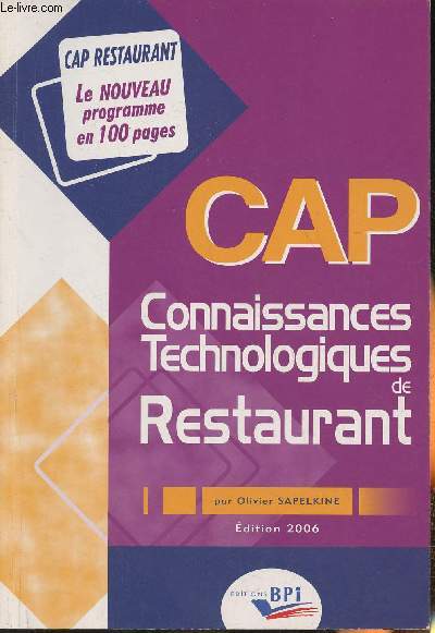 CAP restaurant- Connaissances technologiques de restaurant