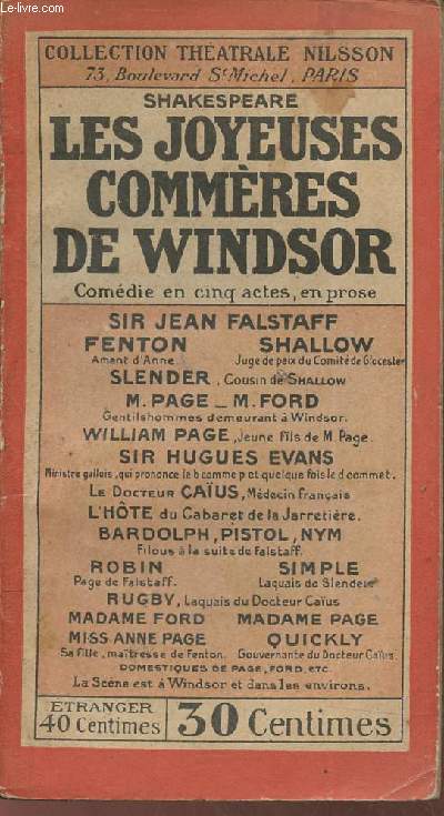 Les joyeuses commres de Windsor- comdie en cinq actes, en prose