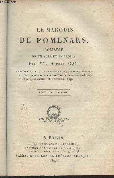 Le marquis de Pomenars- Comdie en un acte et en prose