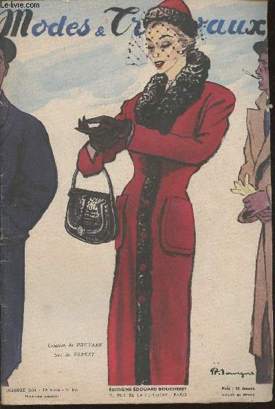 Modes & Travaux n634, 35e anne- Octobre 1953-Sommaire: Une redingote de Bruyere, un sac de Ferest- Allon au devant de la mode 54- robes d'aprs-midi- Un pull-over noir orn de perles dores- pull et cardigan tricots pour dames- Panneau 