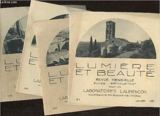 Lumire et beaut 1, 2, 4 et 6 (4 volumes) Janvier, Fvrier, Avril et Juin 1931