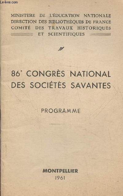 86e congrs national des socits savantes- programme
