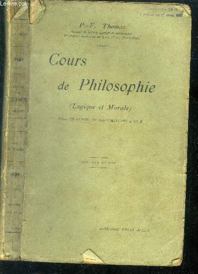 Cours de philosophie( logique et morale).