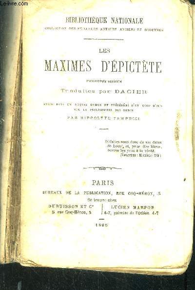 Les maximes d'pictte.,Bibliothque Nationale.