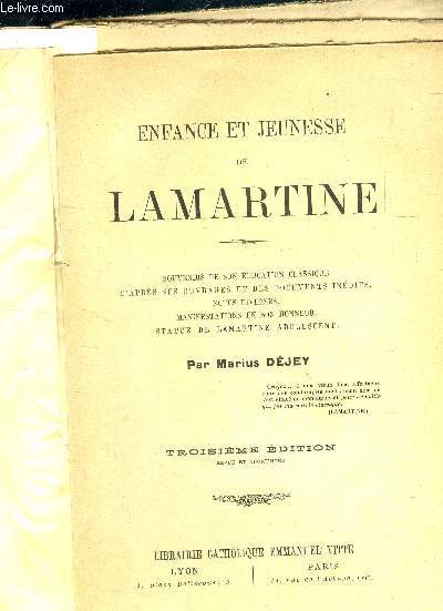 Enfance et jeunesse de Lamartine