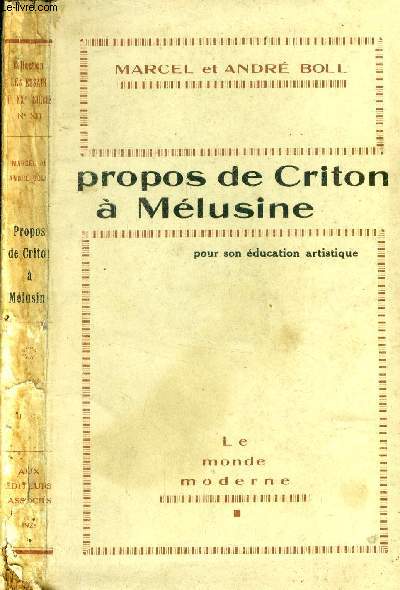 Propos de Criton  Mlusine pour son ducation artistique