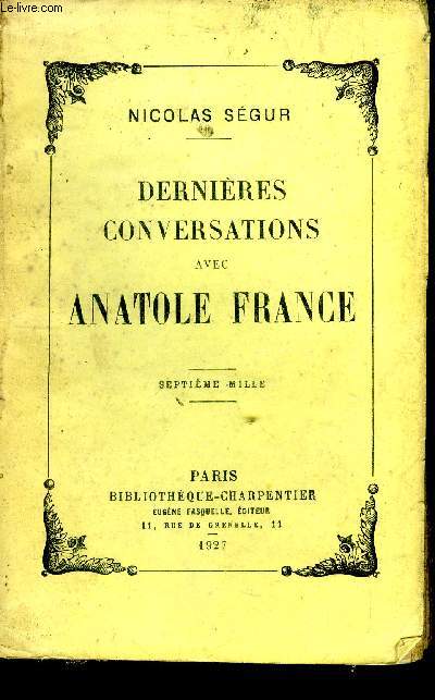 Dernires conversations avec Anatole France