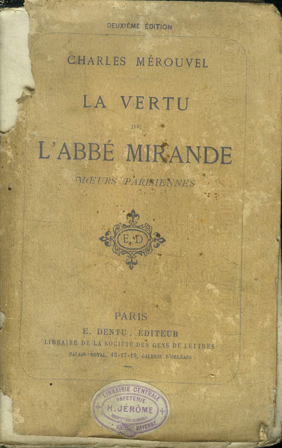 La vertu de l'Abb Mirande Moeurs Parisiennes.