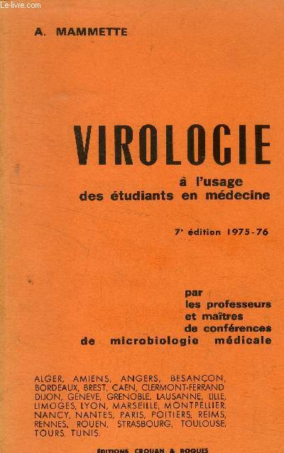 Virologie  l'usage des tudiants en mdecine