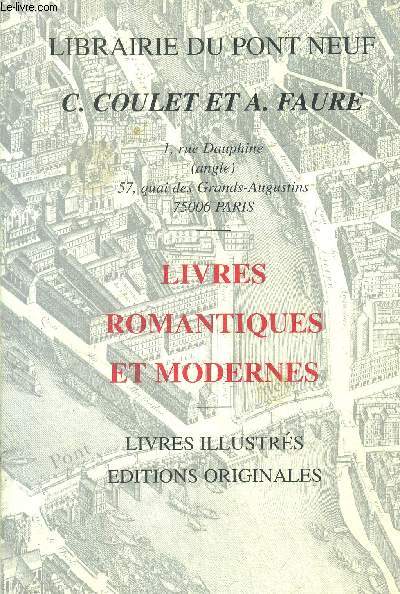 Catalogue -Librairie du pont neuf - C. Coulet et A. Faure- Livres romantiques et mdoernes - N125- livres illustres -editions originales