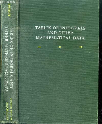 Tables of integrals and other mathematical data - fourth edition