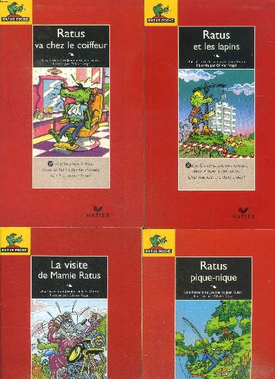 Lot de 4 volumes: Ratus va chez le coiffeur; Ratus et les lapins; La visite de Mamie Ratus; Ratus pique-nique Collection Ratus poche N 1, 2, 8 et 13.