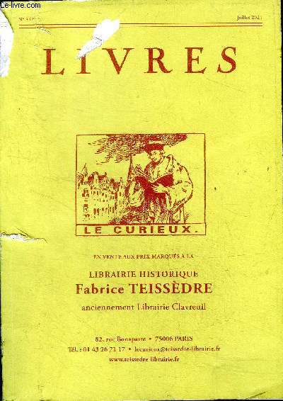 Cataloguede livres de la Librairie historique Fabrice Teissdre N412 Juillet 2012