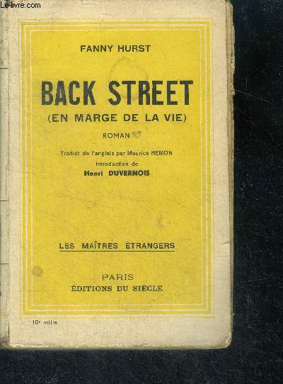 Back street (en marge de la vie) - roman - collection les maitres etrangers