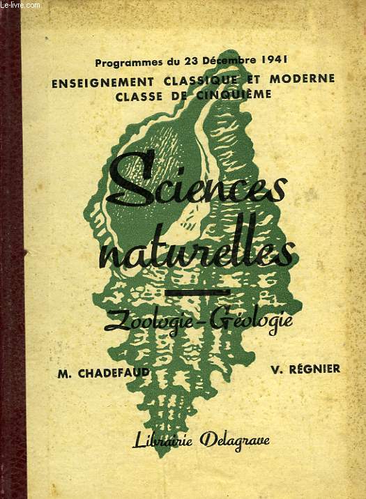 SCIENCES NATURELLES, ZOOLOGIE, GEOLOGIE, ENSEIGNEMENT CLASSIQUE ET MODERNE, CLASSE DE 5e