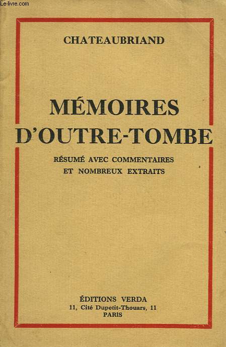 MEMOIRES D'OUTRE-TOMBE