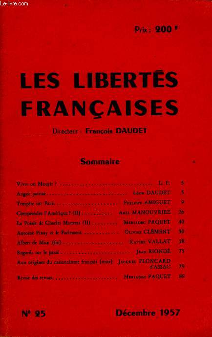 LES LIBERTES FRANCAISES, N 25, DECEMBRE 1957