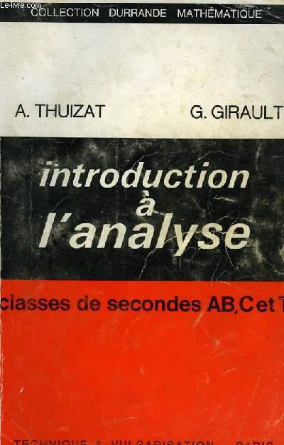 INTRODUCTION A L'ANALYSE, CLASSES DE 2de AB, C ET T