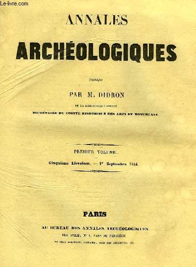 ANNALES ARCHEOLOGIQUES, PREMIER VOL., 5e LIVRAISON, 1er SEPT. 1844