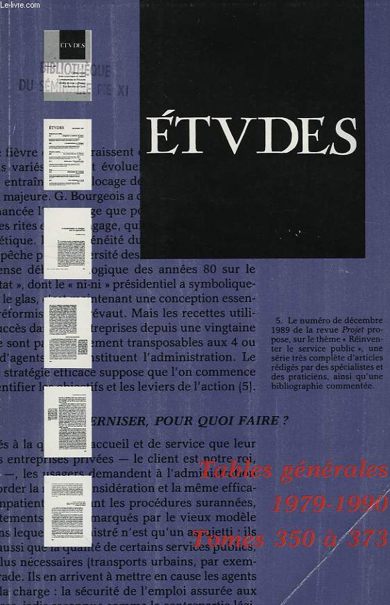 ETUDES, TABLES GENERALES 1979-1990 (TOMES 350-373)