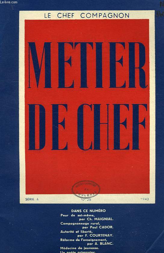 METIER DE CHEF, SERIE A, N 28, 1943
