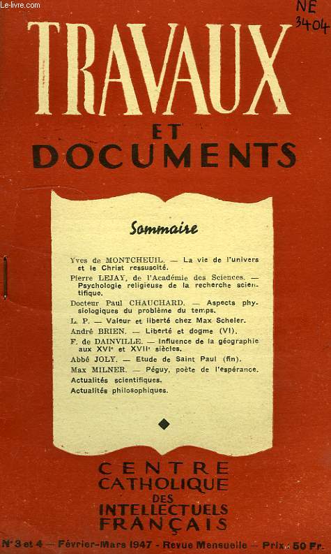 TRAVAUX ET DOCUMENTS, N 3-4, FEV.-MARS 1947
