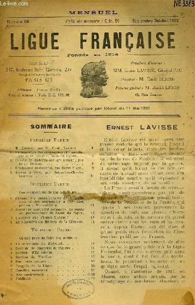 LIGUE FRANCAISE, N 68, SEPT-OCT. 1922
