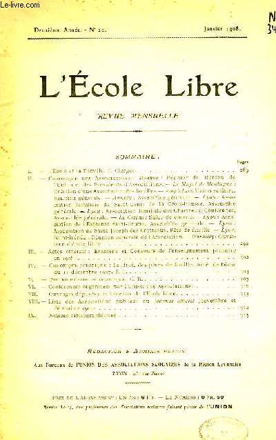 L'ECOLE LIBRE, 2e ANNEE, N 20, JAN. 1908