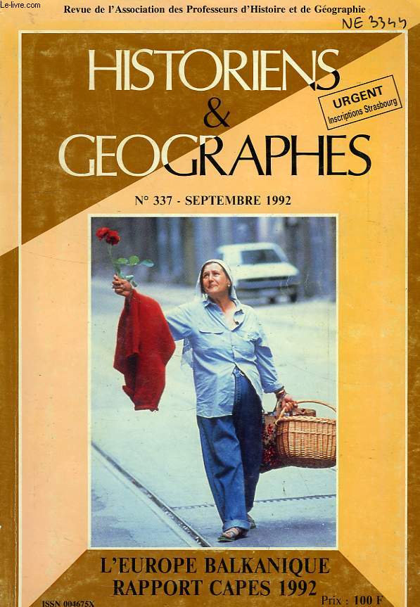 HISTORIENS ET GEOGRAPHES, N 337, SEPT. 1992
