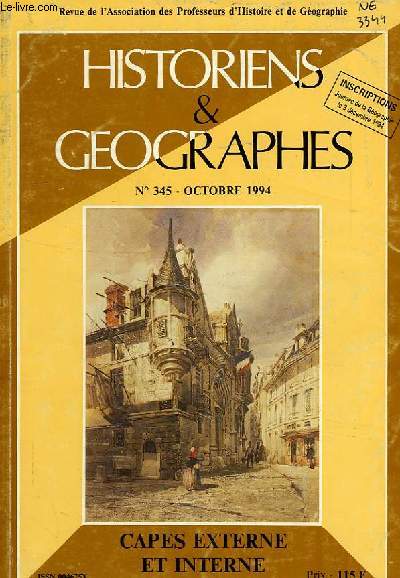 HISTORIENS ET GEOGRAPHES, N 345, OCT. 1994