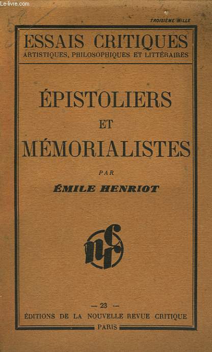 EPISTOLIERS ET MEMORIALISTES
