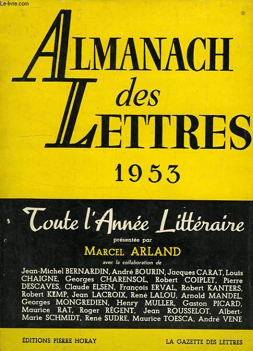ALMANACH DES LETTRES, 1953