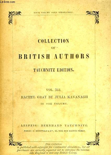 RACHEL GRAY, A TALE FOUNDED ON FACT (VOL. 344), IN ONE VOLUME