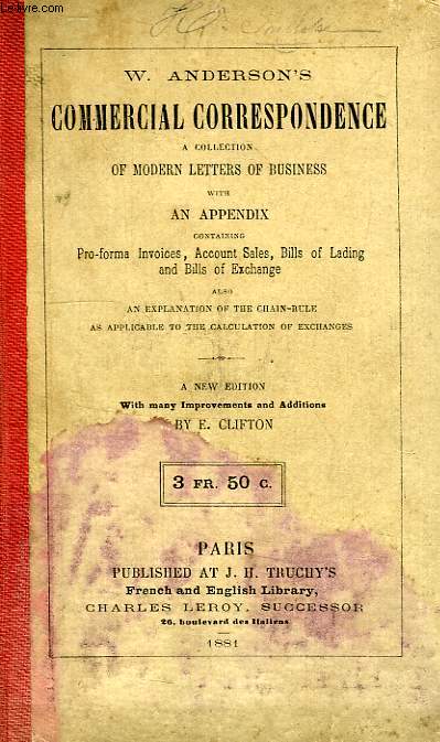 COMMERCIAL CORRESPONDANCE, A COLLECTION OF MODERN LETTERS OF BUSINESS
