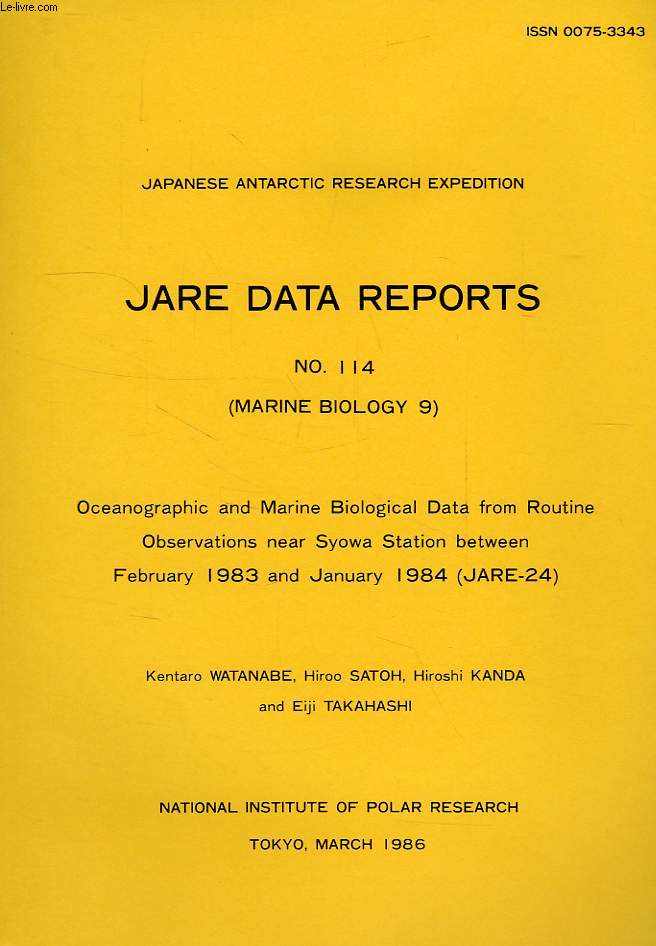 JARE DATA REPORTS, N 114, MARINE BIOLOGY 9