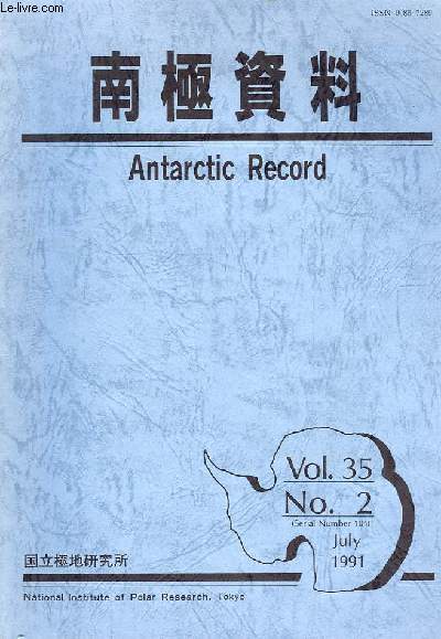 ANTARCTIC RECORD, VOL. 35, N 2, JULY 1991