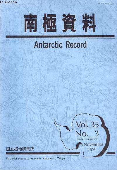 ANTARCTIC RECORD, VOL. 35, N 3, NOV. 1991