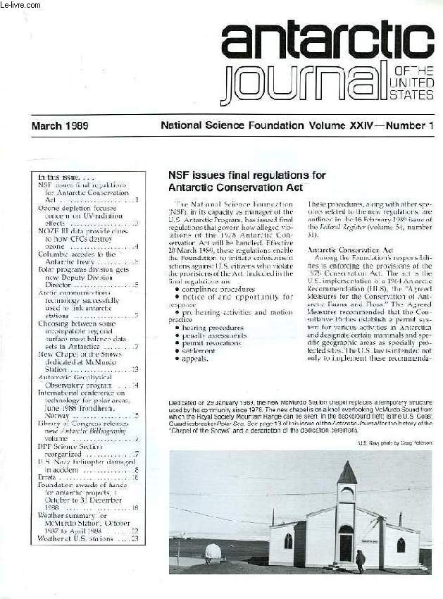 ANTARCTIC JOURNAL OF THE UNITED STATES, VOL. XXIV, N 1, MARCH 1989