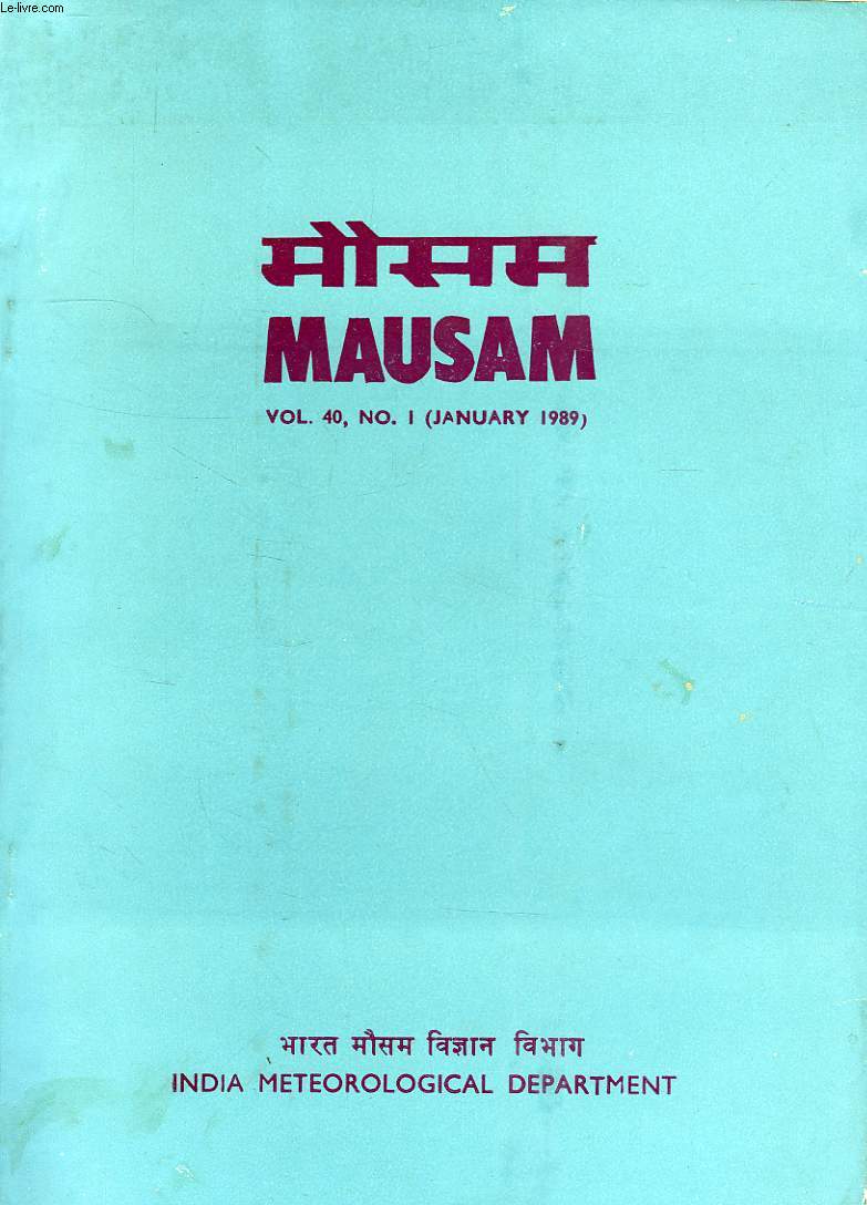 MAUSAM, VOL. 40, N 1, JAN. 1989