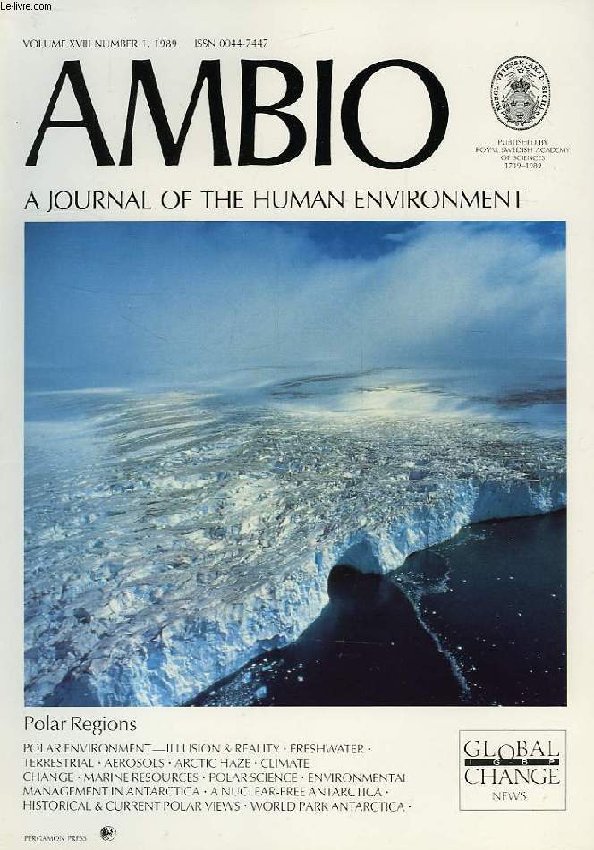 AMBIO, A JOURNAL OF THE HUMAN ENVIRONMENT, VOL. XVIII, N 1, 1989