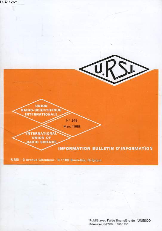 URSI, INFORMATION BULLETIN, N 248, MARS 1989