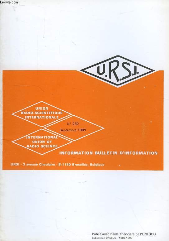 URSI, INFORMATION BULLETIN, N 250, SEPT. 1989