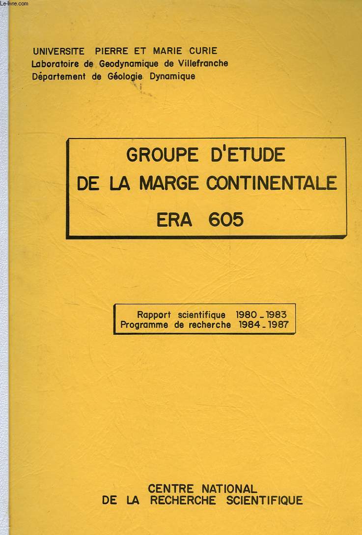GROUPE D'ETUDE DE LA MARGE CONTINENTALE ERA 605