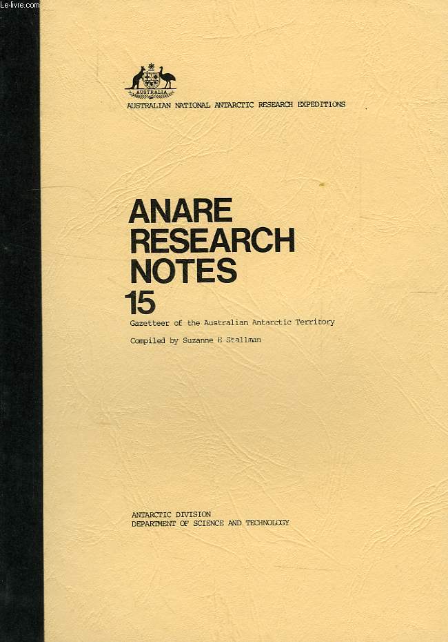 ANARE RESEARCH NOTES, 15