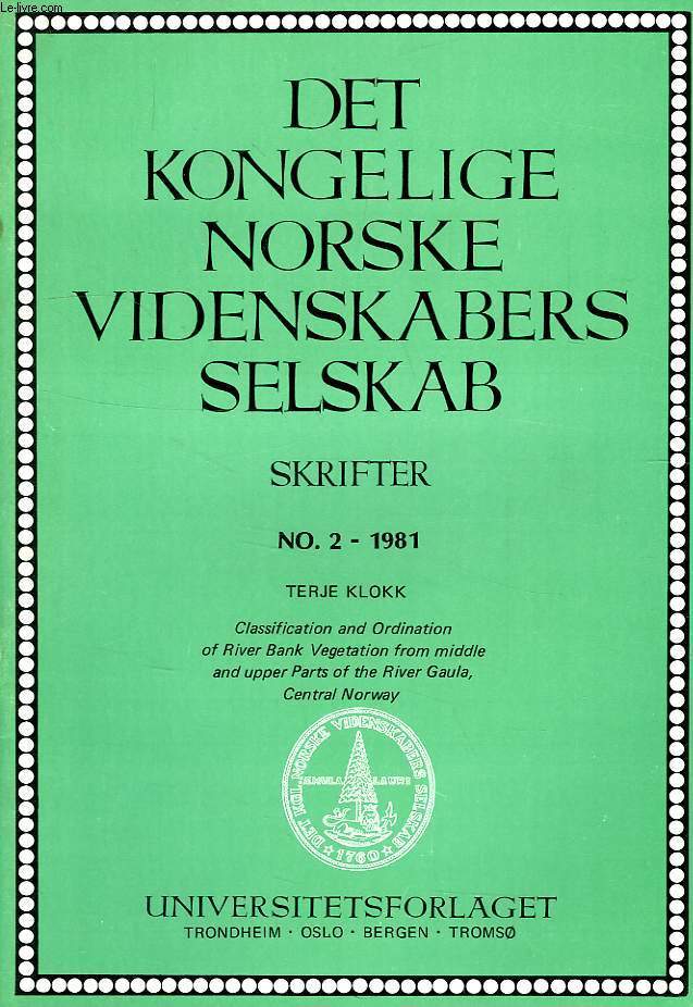 DET KONGELIGE NORSKE VIDENSKABERS SELSKAB, SKRIFTER N 2, 1981, TERJE KLOKK