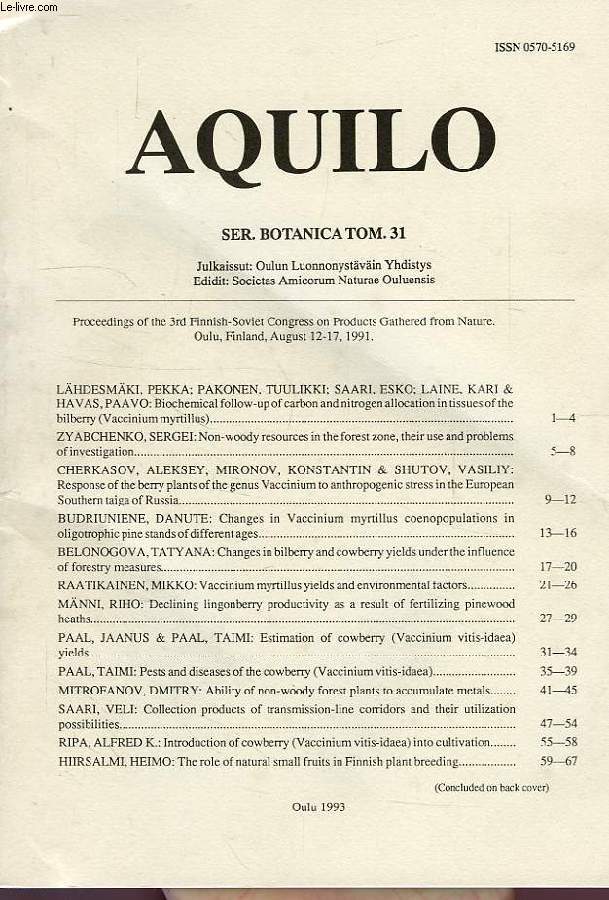 AQUILO, SER. BOTANICA TOM. 31, 1993