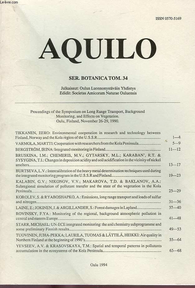 AQUILO, SER. BOTANICA TOM. 34, 1994